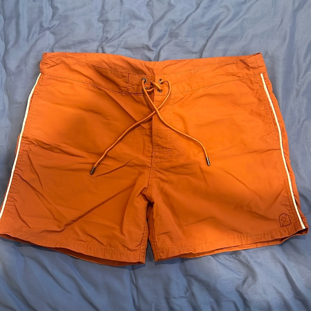 DANDY DEL MAR Riviera Swim Short in Burnt Sienna, Retro Style, Size 33